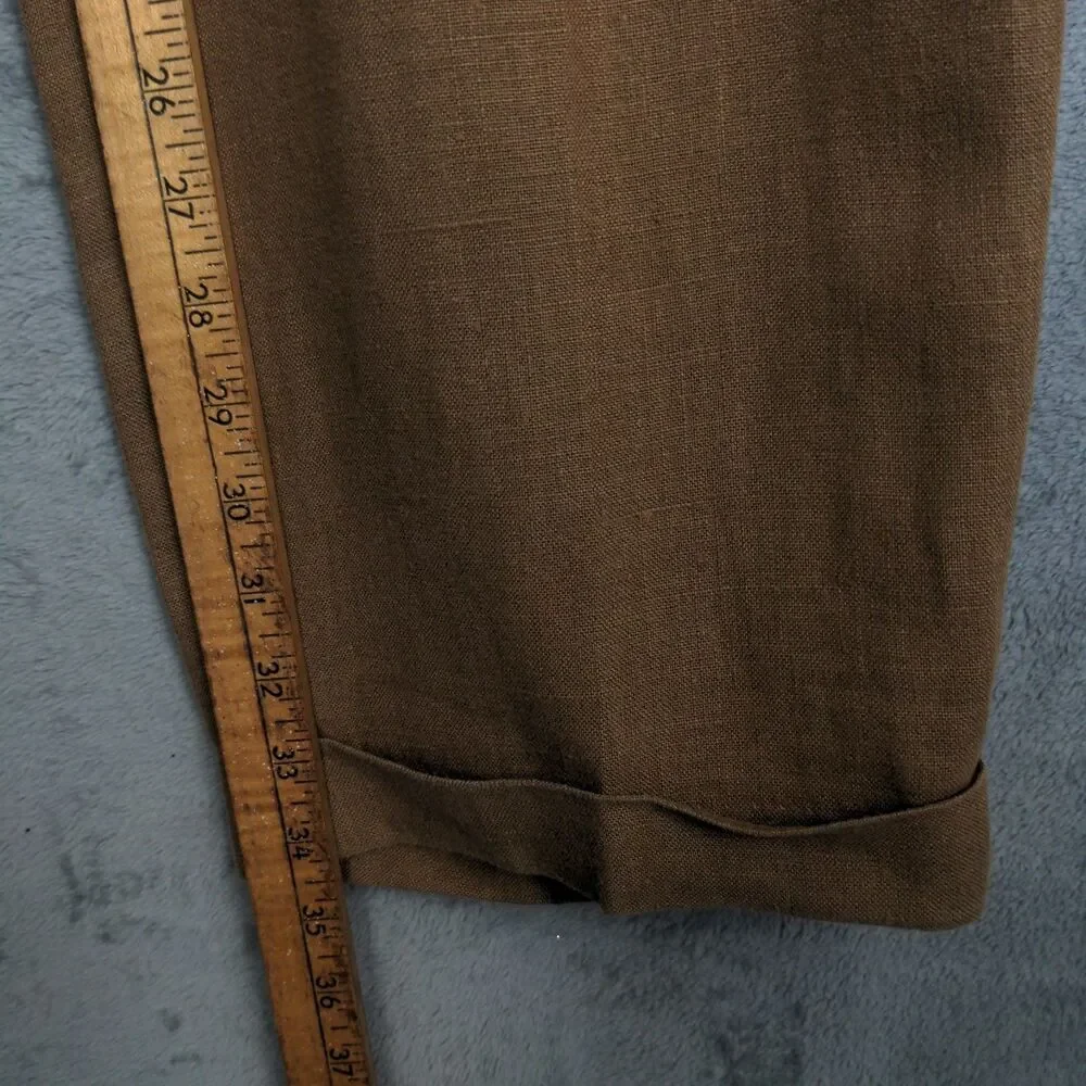 Vintage Polo Ralph Lauren Linen Pants Men's 35x34 Brown Pleated Front Trousers